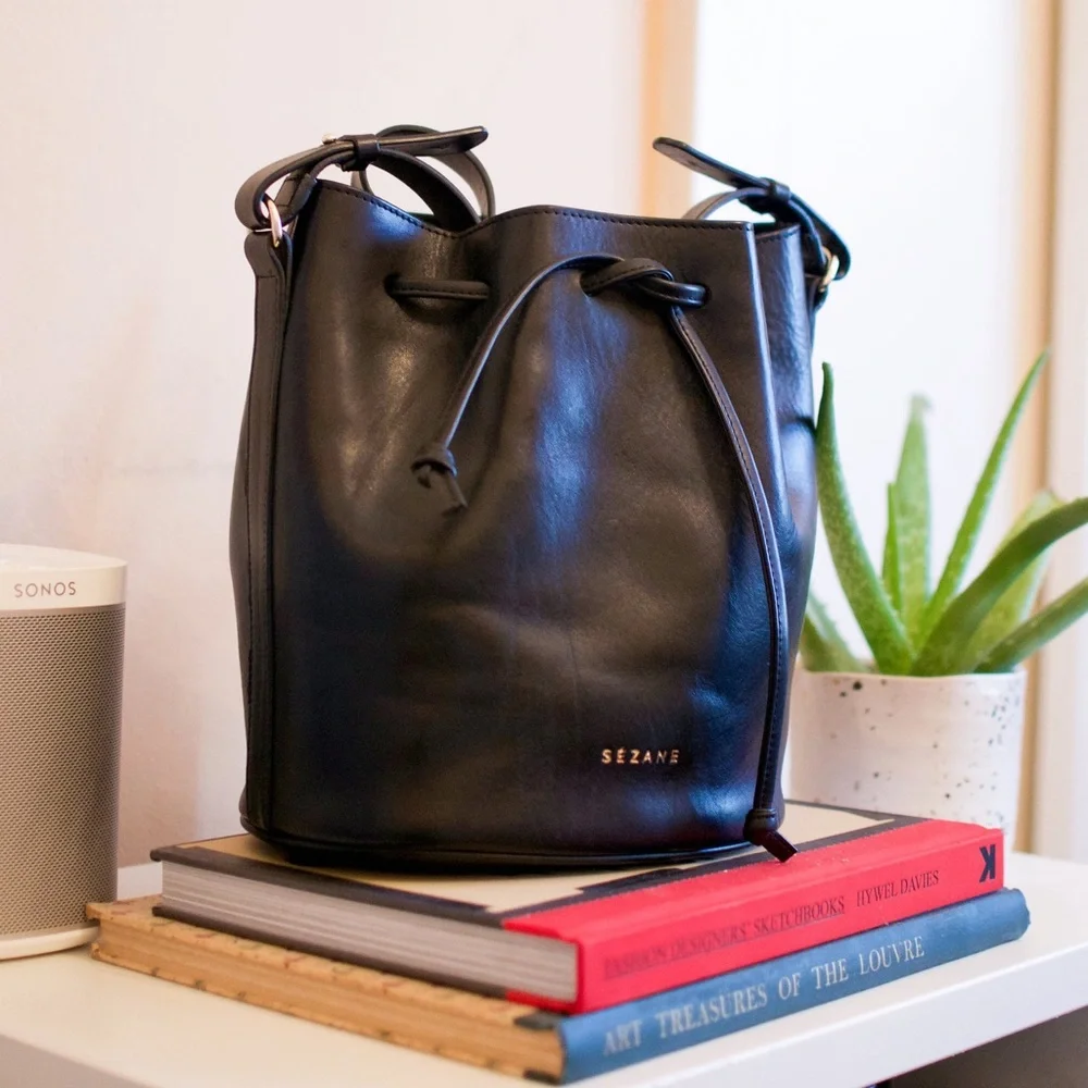 Sezane Black Leather Shoulder Bag - Picture 3 of 6